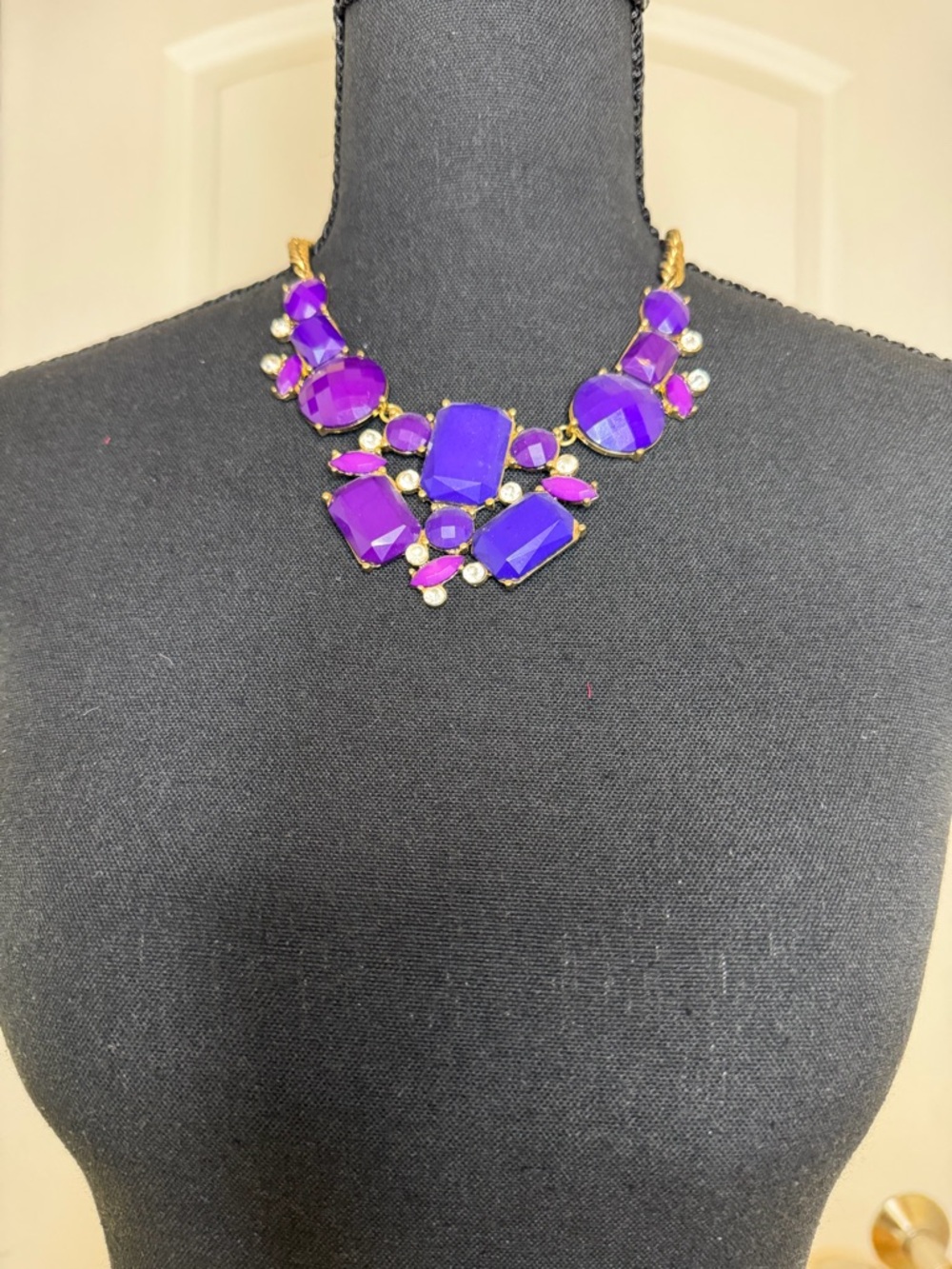Purple Statement Bib Necklace - Unbranded